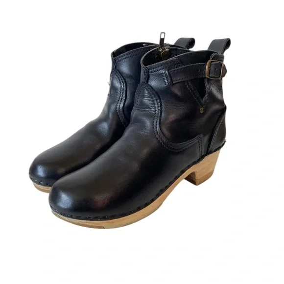 No. 6 black leather clog ankle boots - Picture 5 of 14